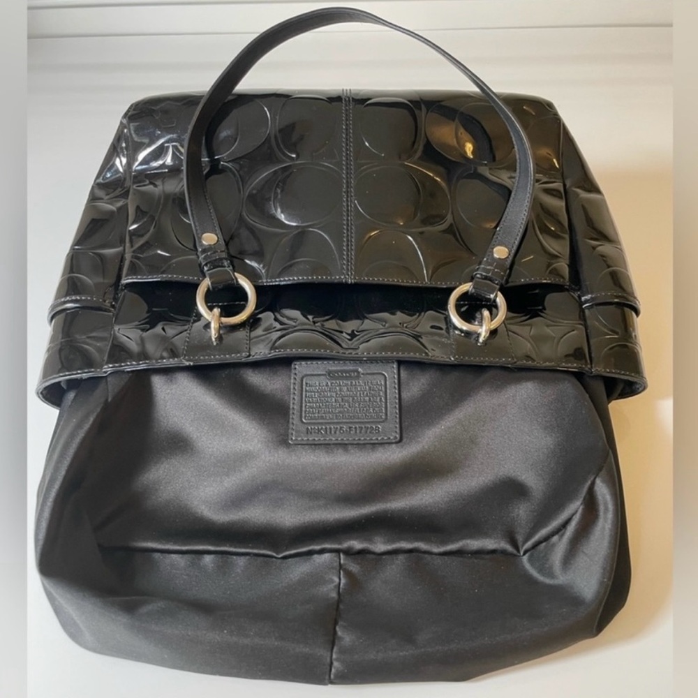 Coach Gallery Embossed Black Patent Leather Handbag/Tote  NWOT - Picture 7 of 11